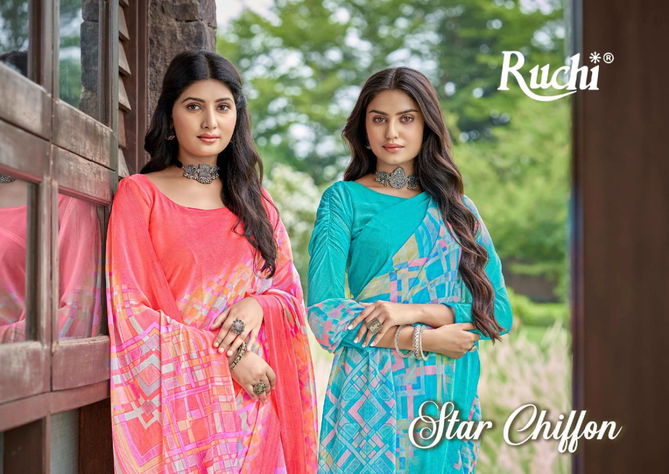 Ruchi Star Chiffon 83 Regular Wear Designer Wholesale Printed Chiffon Sarees